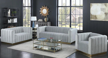 SHANNON SOFA SERIES - GREY/GOLD