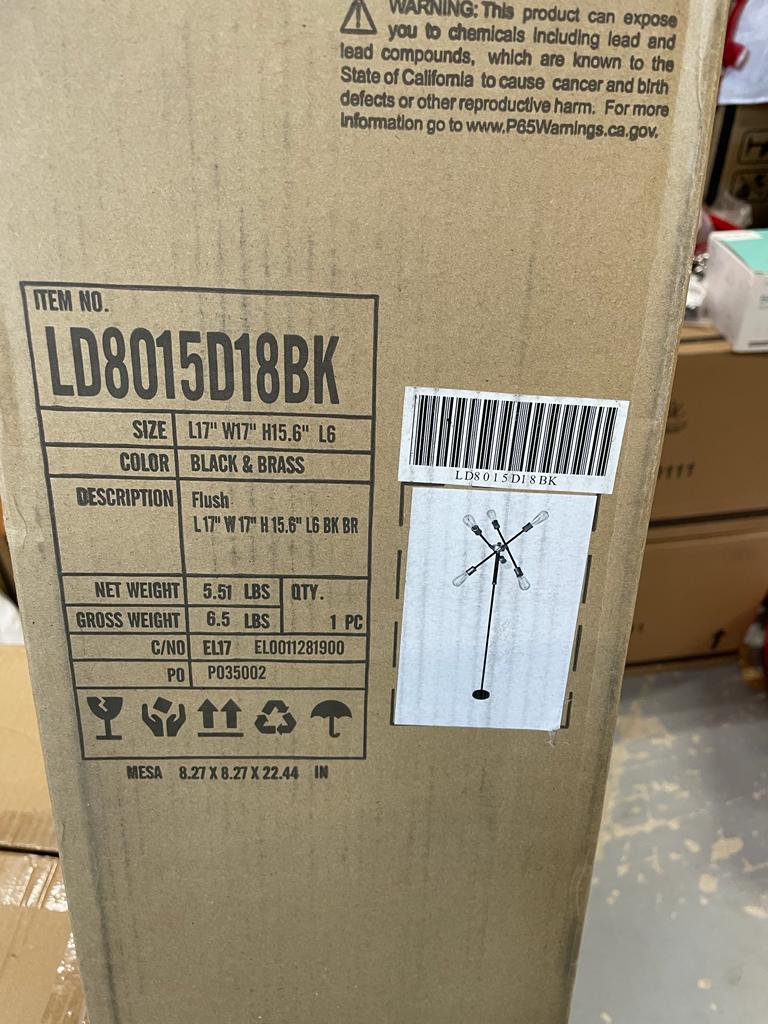 Axel Black and Brass 17-Inch Six-Light Pendant