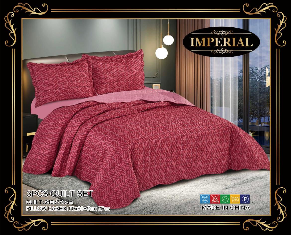 KING - 3 PIECE BED QUILT/ BEDSPREAD/ COVERLET