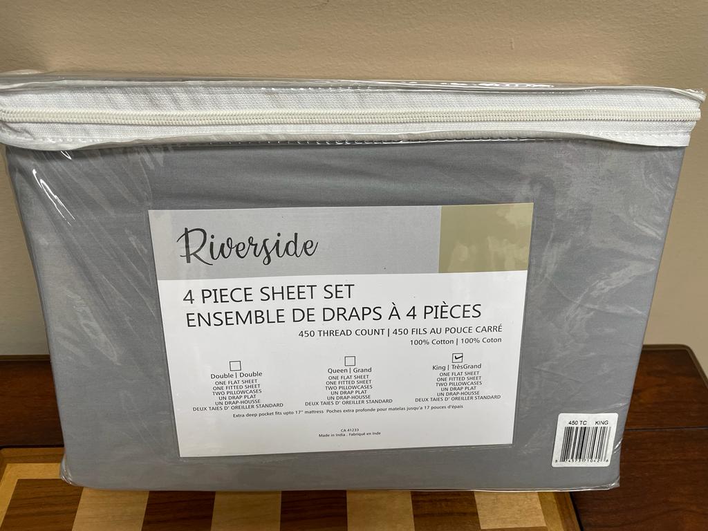 KING - Riverside 450 TC Cotton 4 Piece Sheet Set