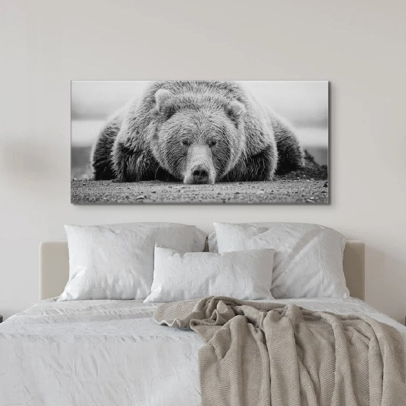 Sleeping Bear Black & White Wrapped Canvas