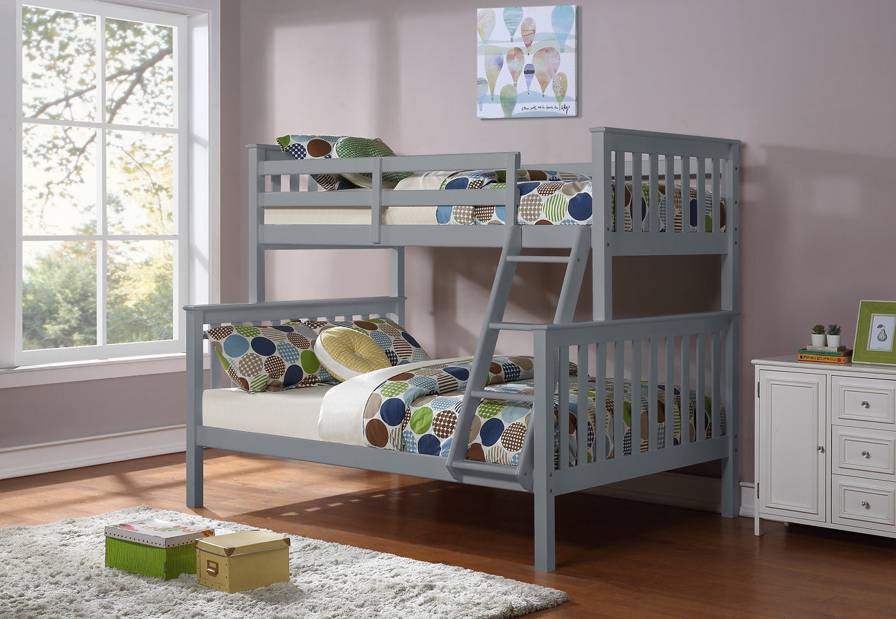 GREY WOOD BUNK BED (TWIN/FULL)