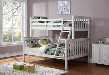 WHITE WOOD BUNK BED (TWIN/FULL)