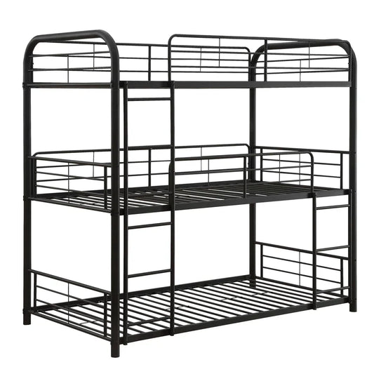 BLACK METAL TRIPLE TWIN BUNK BED