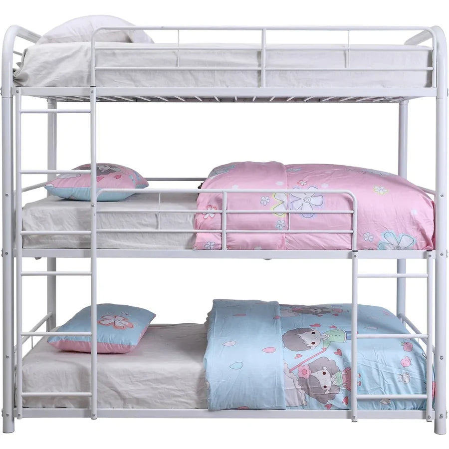 WHITE METAL TRIPLE TWIN BUNK BED