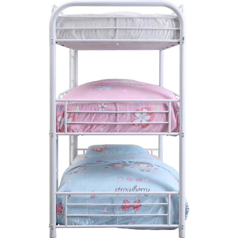 WHITE METAL TRIPLE TWIN BUNK BED