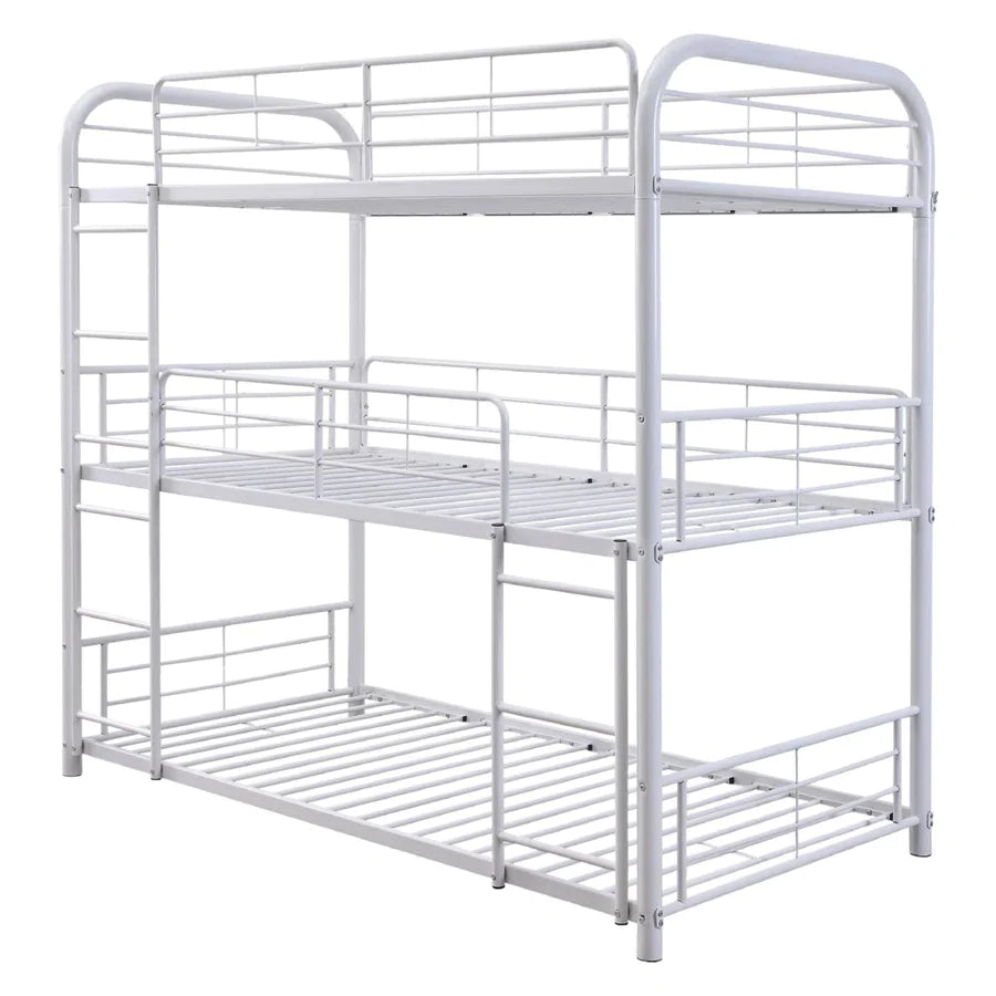 WHITE METAL TRIPLE TWIN BUNK BED