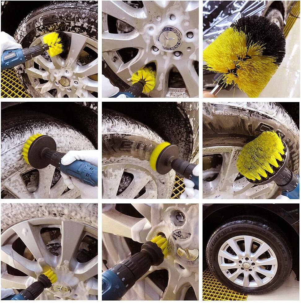 3 Pcs Electric Drill Brush Kit Nylon Brush Set