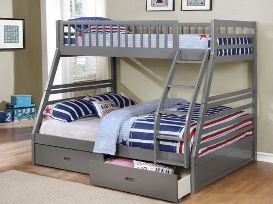 SOLID WOOD BUNK BED WITH STORAGE DRAWERS - TWIN/FULL