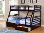 SOLID WOOD BUNK BED WITH STORAGE DRAWERS - TWIN/FULL