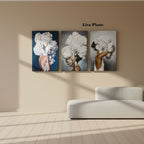 Peonie Flower Girl Wrapped Canvas - Set of 3