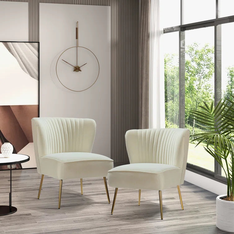 Euclid Upholstered Side Chair (Ivory Velvet)