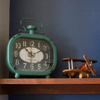 Distressed Teal Quartz Metal Decorative Clock