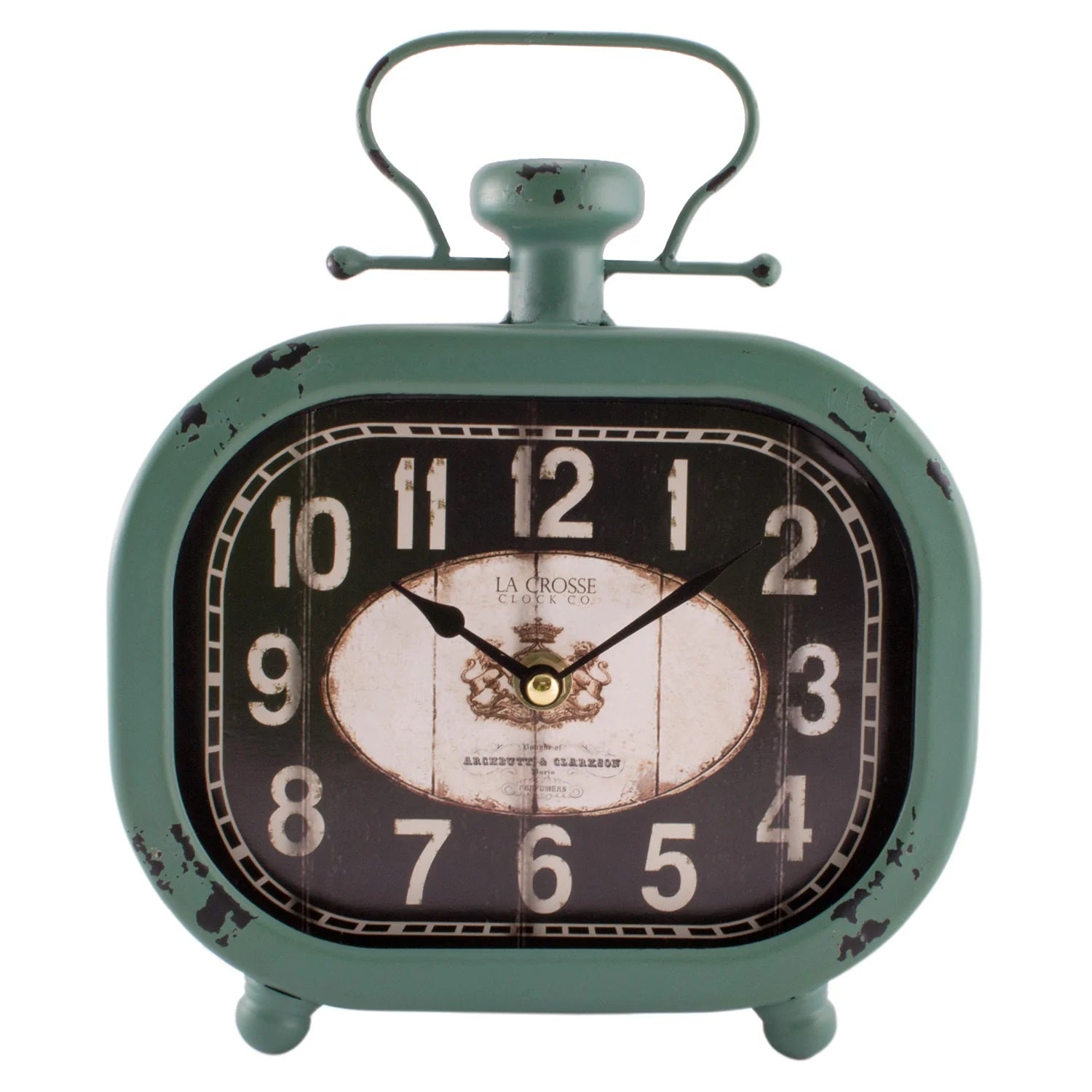 Distressed Teal Quartz Metal Decorative Clock