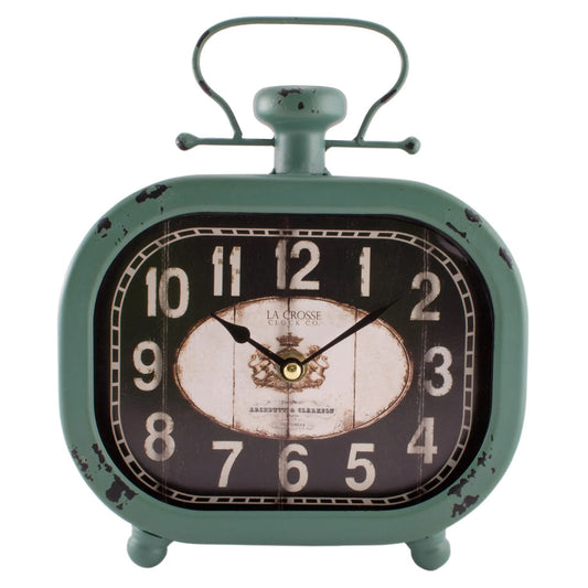 Distressed Teal Quartz Metal Decorative Clock