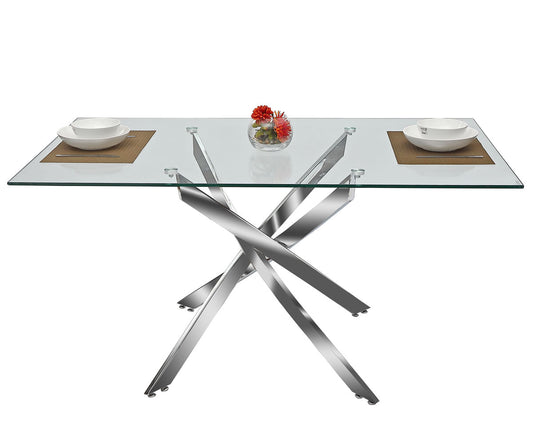 Glass Top Dining Table with Chrome Base