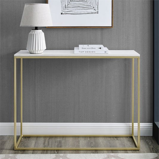 MODERN METAL AND GLASS CONSOLE/ENTRY TABLE BY WALKER EDISON