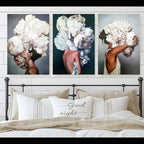 Peonie Flower Girl Wrapped Canvas - Set of 3