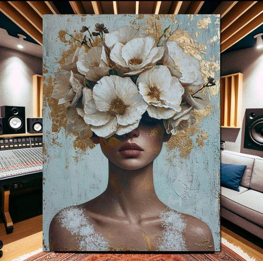 Modern Golden Petal Silhouette Wall Art