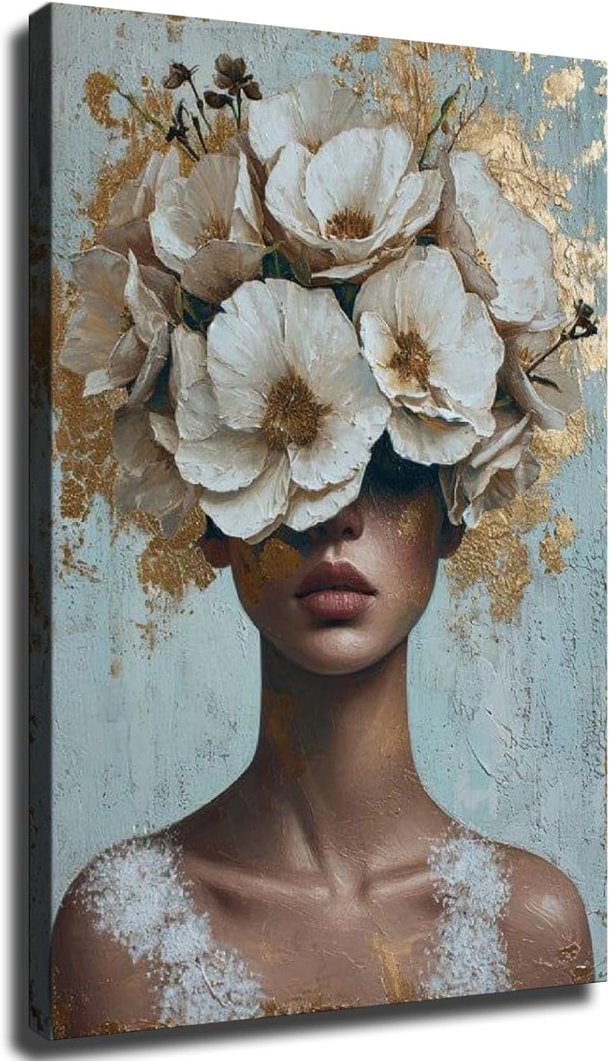 Modern Golden Petal Silhouette Wall Art