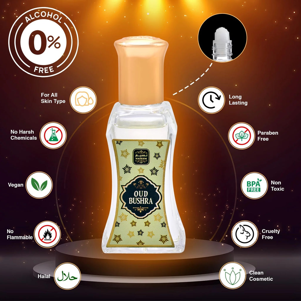 Oud Bushra 24 mL Perfume Oil Roller Citrus Floral Oud Musk Unisex Perfumes by Naseem