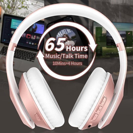 Wireless Bluetooth Headphones Over Ear By Glynzak Rose Gold