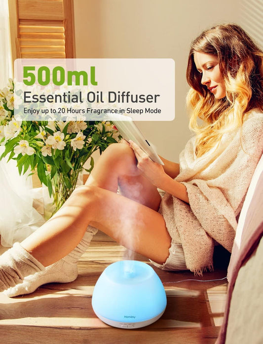 HOMASY Essential Oil Diffuser 500ml Aroma Diffuser