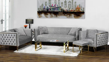 AURA SOFA SERIES - GREY/GOLD METAL