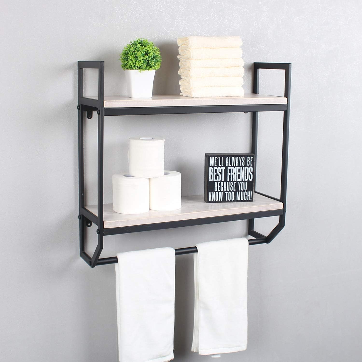 2-TIER METAL INDUSTRIAL BATHROOM SHELF