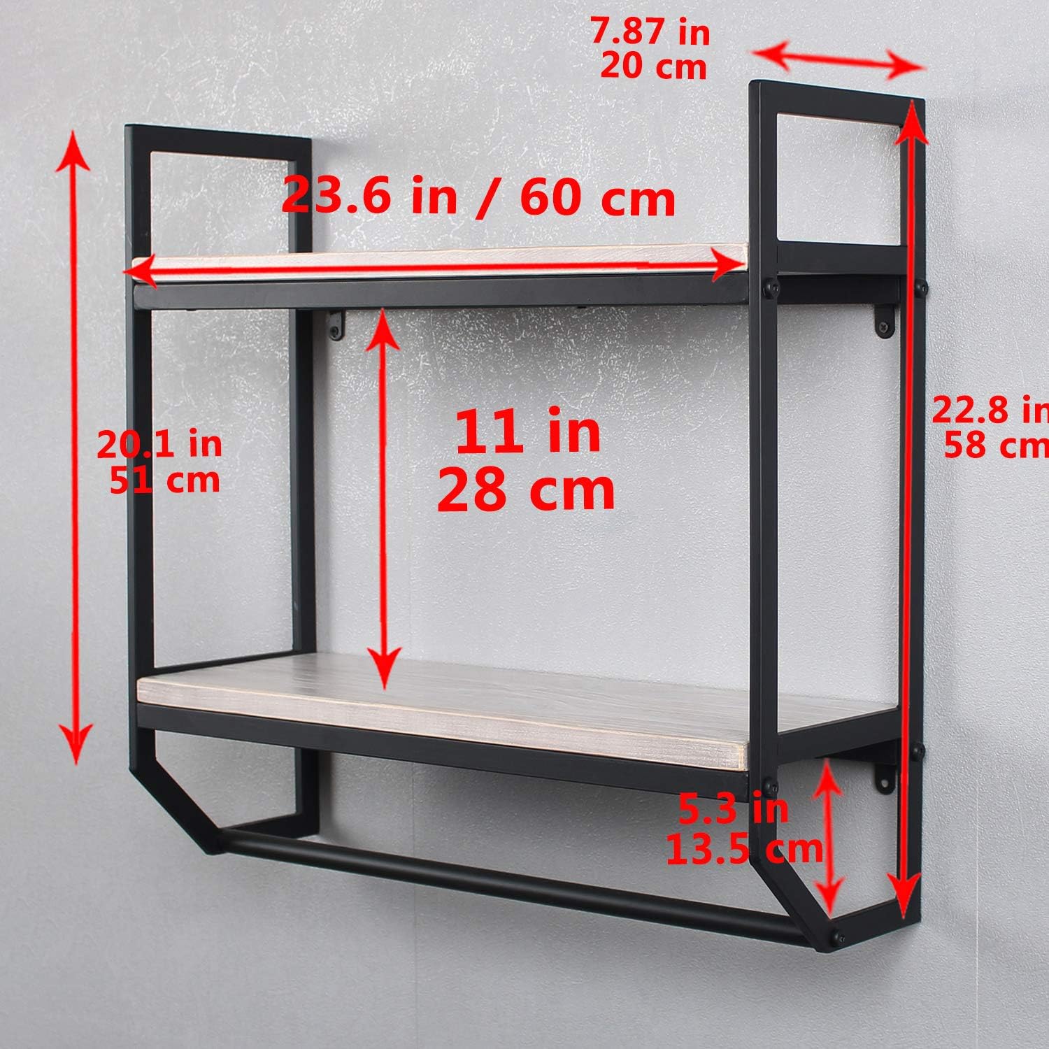 2-TIER METAL INDUSTRIAL BATHROOM SHELF