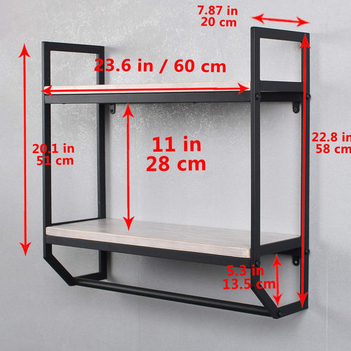 2-TIER METAL INDUSTRIAL BATHROOM SHELF