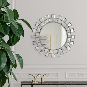 BST FURNH Sunburst Mirror Sun Mirror Wall Décor, 24 Inches Decorative Wall Mirror