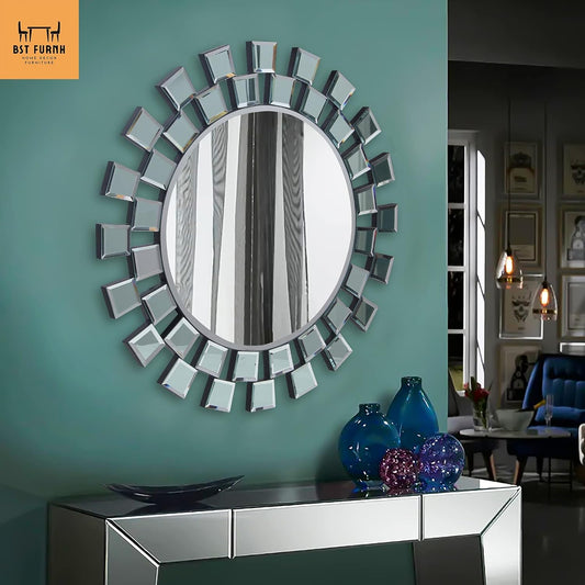 BST FURNH Sunburst Mirror Sun Mirror Wall Décor, 24 Inches Decorative Wall Mirror