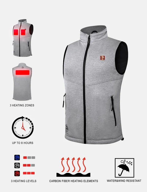 XL - Mens 3 Zone Lightweight Heated Vest with Battery Kit-Grey