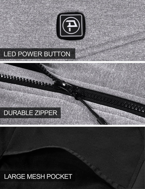 XL - Mens 3 Zone Lightweight Heated Vest with Battery Kit-Grey