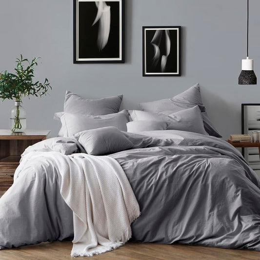 Queen / Full ~ 3 Piece Duvet Cover Set, Grey, by Swift Home, Ash Grey - GetSetHome Store