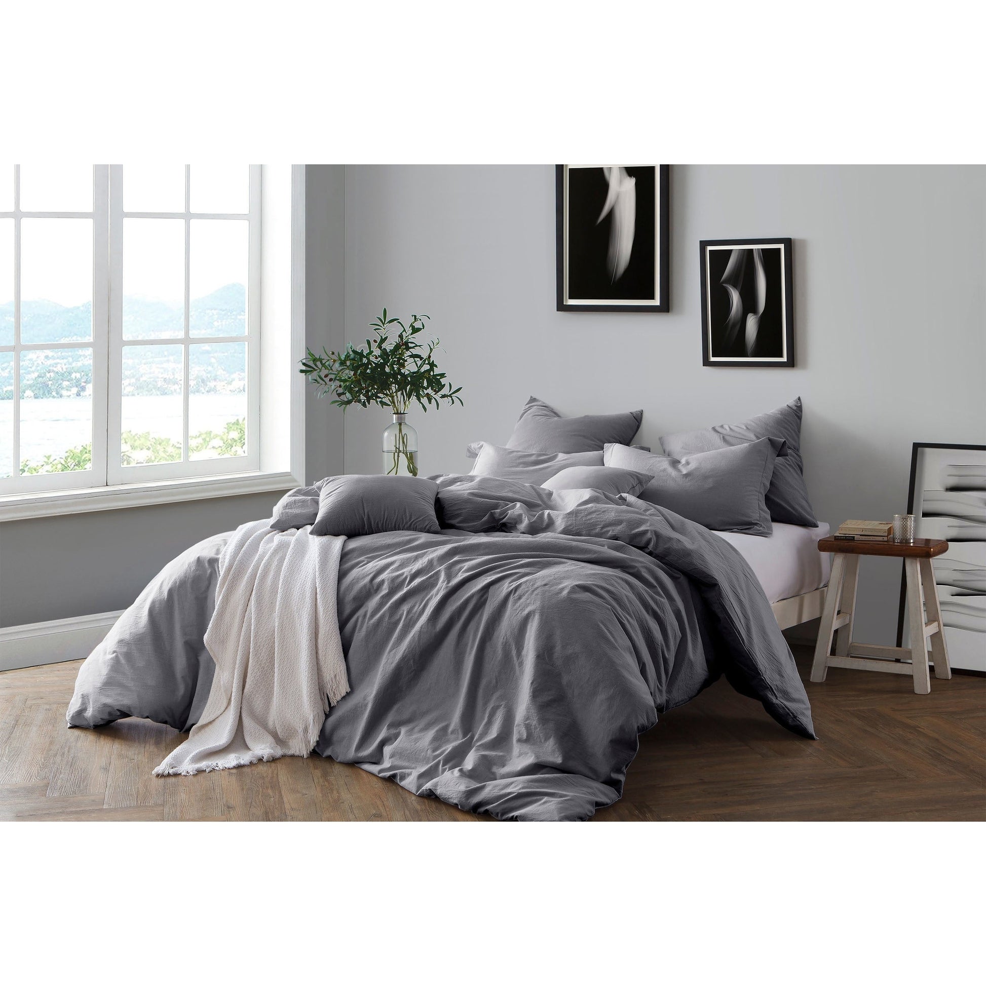 Queen / Full ~ 3 Piece Duvet Cover Set, Grey, by Swift Home, Ash Grey - GetSetHome Store