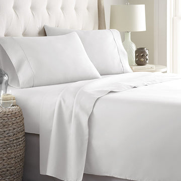 FULL ~ Bed Sheets 4 Piece Set- 1800 Series Collection, White - GetSetHome Store