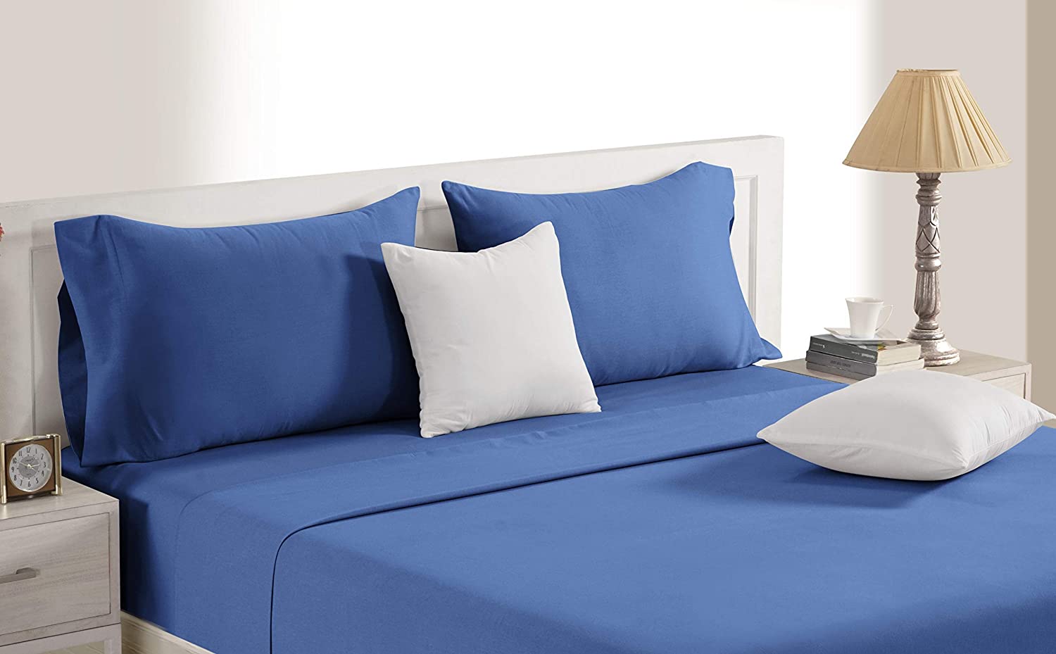 Twin ~ 3 Piece Sheet Set, Ensign Blue, Cotton, by Casa Platino - GetSetHome Store