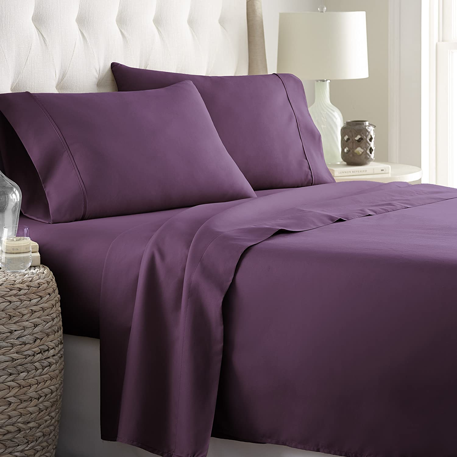 FULL ~1800  Series Bedding - 4 Piece Bed Sheet Set, Eggplant - GetSetHome Store