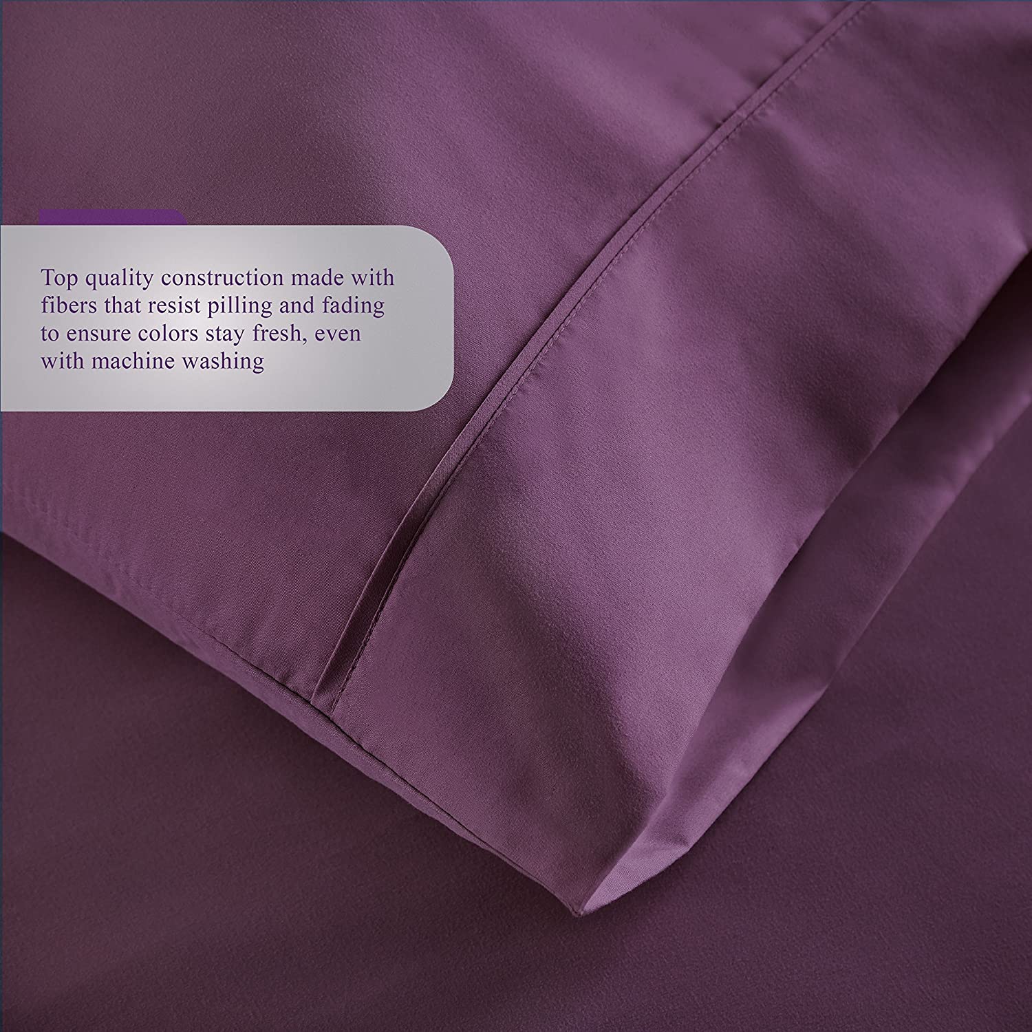 FULL ~1800  Series Bedding - 4 Piece Bed Sheet Set, Eggplant - GetSetHome Store