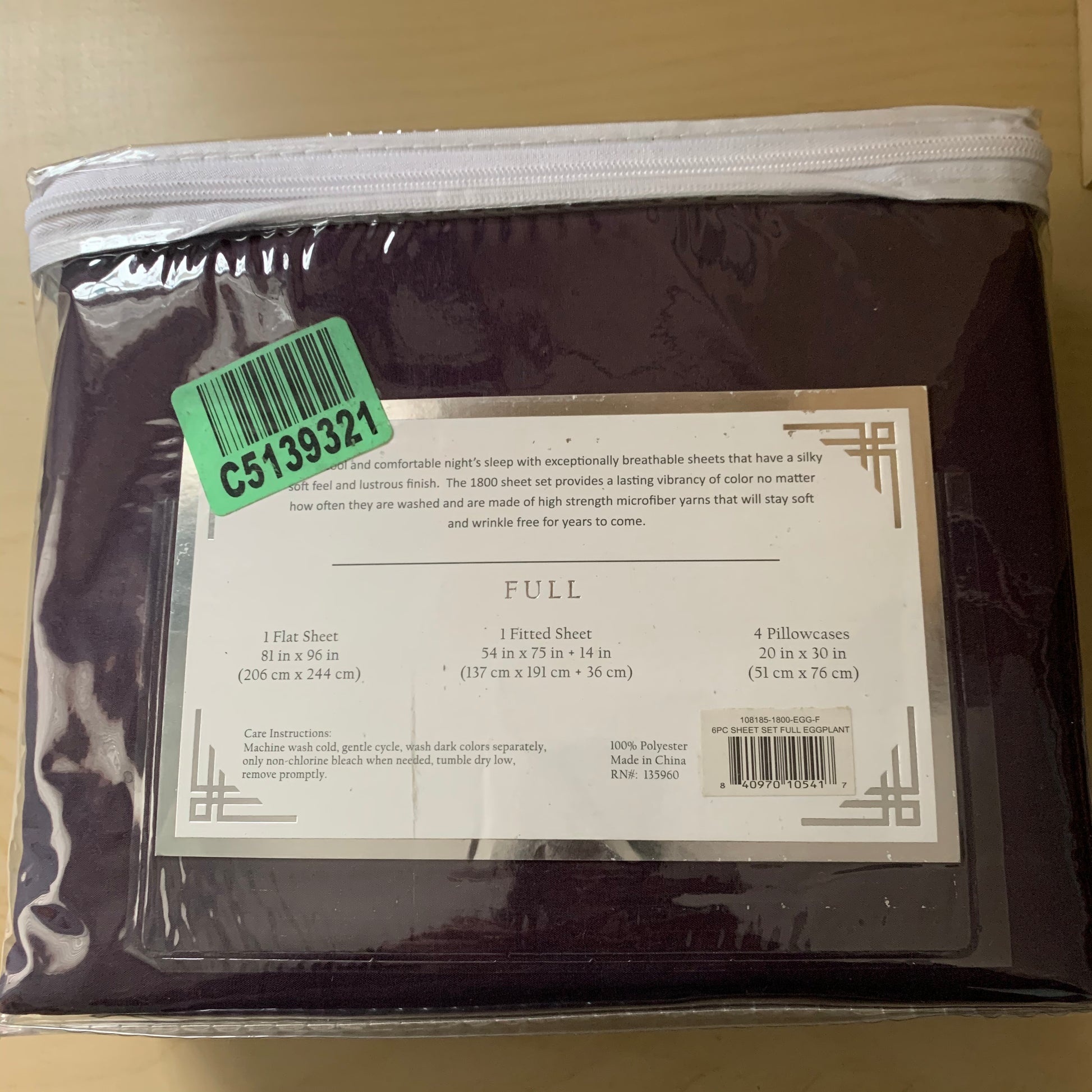 FULL ~1800  Series Bedding - 4 Piece Bed Sheet Set, Eggplant - GetSetHome Store