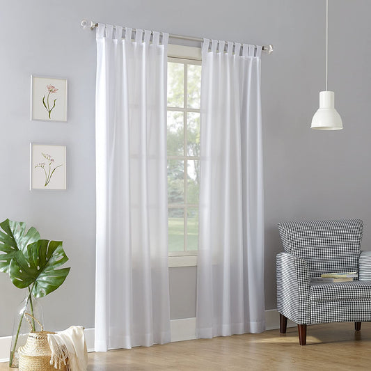 Curtains ~ No 918 Semi-Sheer Tab Top Curtain Panels, 2 x 40" x 84", White - GetSetHome Store