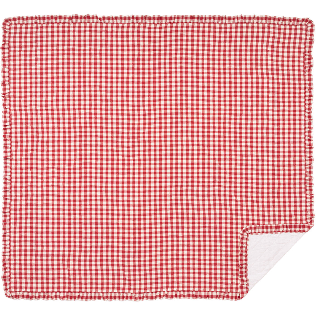 TWIN ~ ANNIE BUFFALO RED CHECK RUFFLED QUILT COVERLET - GetSetHome Store