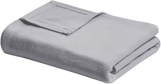 Twin ~ Madison Park Cotton Blanket, Grey - GetSetHome Store