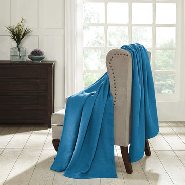 Twin / XL ~  Superior Cotton Blanket, Azure, - GetSetHome Store