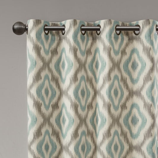 Curtains - Letchworth Ikat Semi-Sheer Grommet Curtain Panel ( set of 2), Aqua - GetSetHome Store