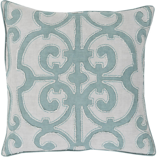 Pillow - Surya Amelia AL-003, 18 inch by 18 inch, Teal / Grey (set of 2) - Cover Only - GetSetHome Store