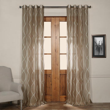 Curtain - Grecian Grommet Printed Sheer, Taupe - GetSetHome Store