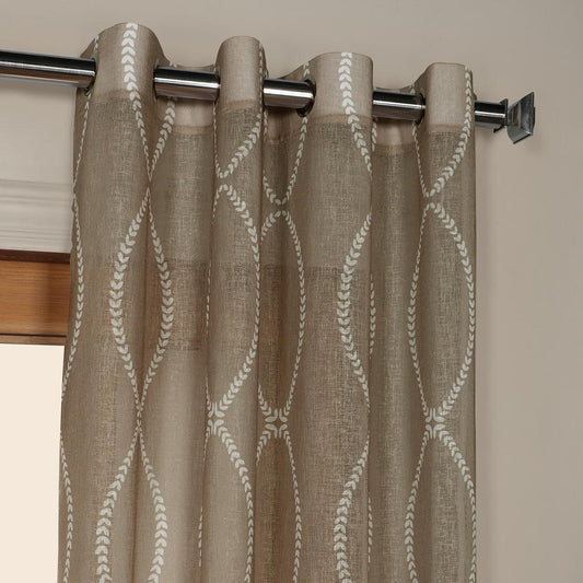 Curtain - Grecian Grommet Printed Sheer, Taupe - GetSetHome Store